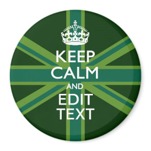 Green Teal Keep Calm And Get Your Text Union Jack Magnet