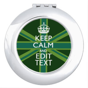 Green Teal Keep Calm And Get Your Text Union Jack Makeup Mirror