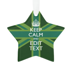 Green Teal Keep Calm And Get Your Text Union Jack Ornament