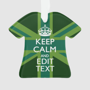Green Teal Keep Calm And Get Your Text Union Jack Ornament