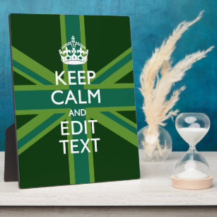 Green Teal Keep Calm And Get Your Text Union Jack Plaque