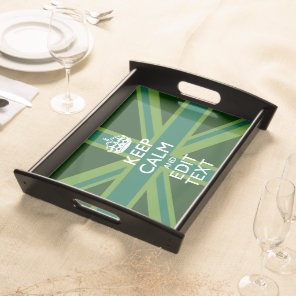 Green Teal Keep Calm And Get Your Text Union Jack Serving Tray