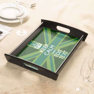 Green Teal Keep Calm And Get Your Text Union Jack Serving Tray