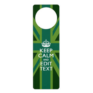 Green Teal Keep Calm And Have Your Text Union Jack Door Hanger