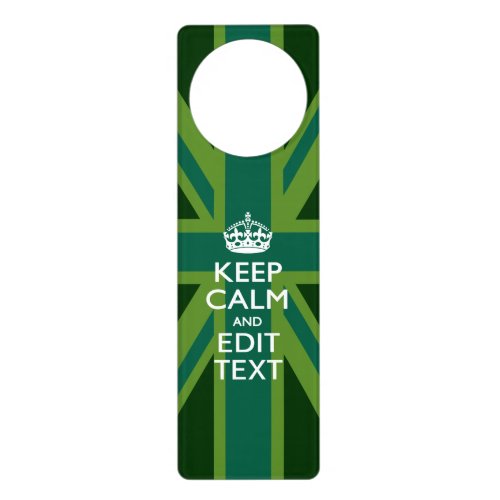 Green Teal Keep Calm And Have Your Text Union Jack Door Hanger