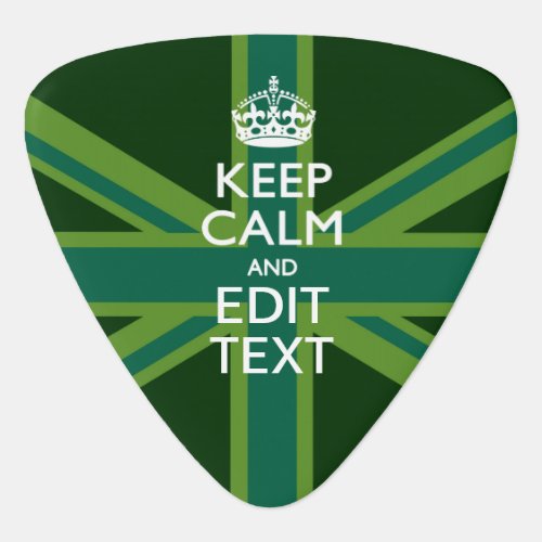 Green Teal Keep Calm And Have Your Text Union Jack Guitar Pick