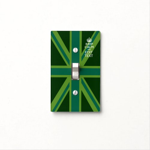 Green Teal Keep Calm And Have Your Text Union Jack Light Switch Cover