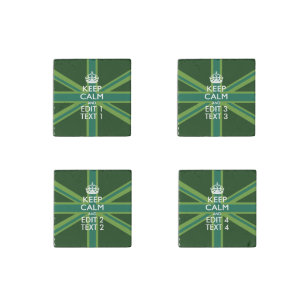 Green Teal Keep Calm And Have Your Text Union Jack Stone Magnet