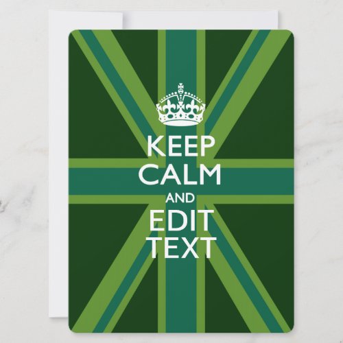 Green Teal Keep Calm And Your Text Union Jack