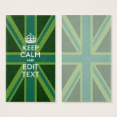Green Teal Keep Calm And Your Text Union Jack (Front & Back)