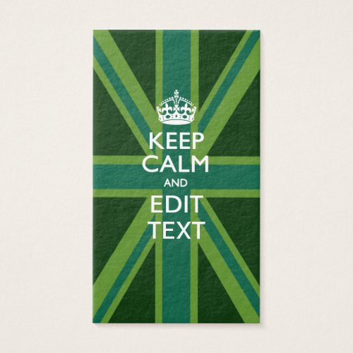 Green Teal Keep Calm And Your Text Union Jack