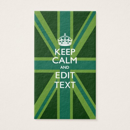Green Teal Keep Calm And Your Text Union Jack (Front)