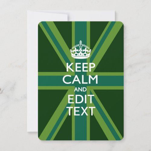 Green Teal Keep Calm And Your Text Union Jack