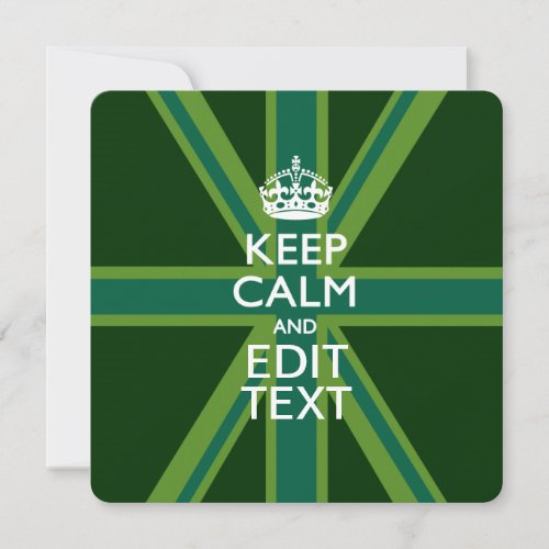 Green Teal Keep Calm And Your Text Union Jack