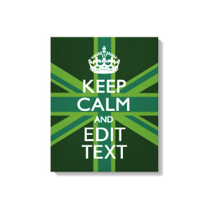 Green Teal Keep Calm And Your Text Union Jack Canvas Print