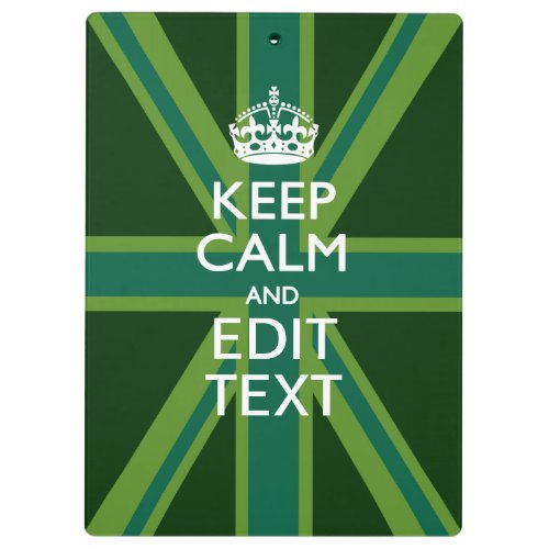 Green Teal Keep Calm And Your Text Union Jack Clipboard