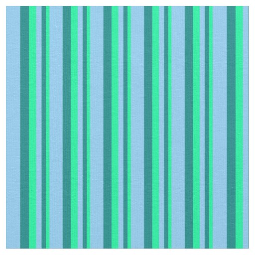 Green, Teal & Light Sky Blue Colored Pattern Fabric