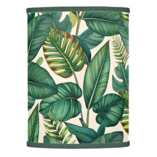 Green & Teal Palm Monstera Tropical Leaves Pattern Lamp Shade