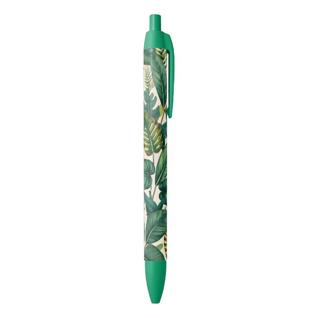 Green & Teal Palm Monstera Tropical Leaves Pattern Pen (Bottom (Vertical))