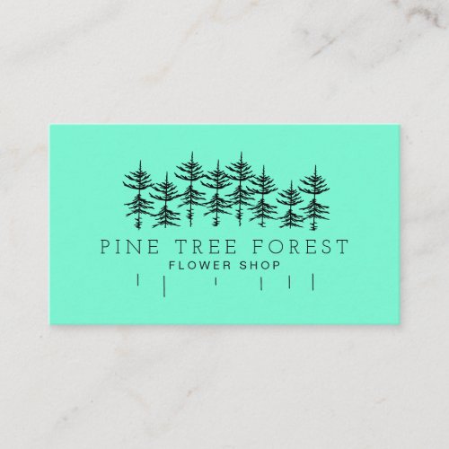 Green TEAL Pine Tree Forest Business Card