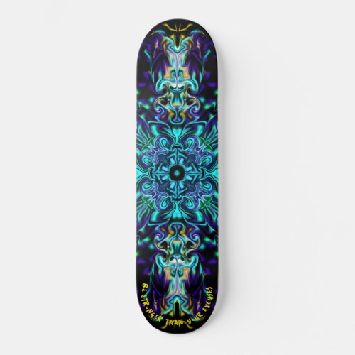 Green Teal Psychedelic Bohemian Mandala    Skateboard