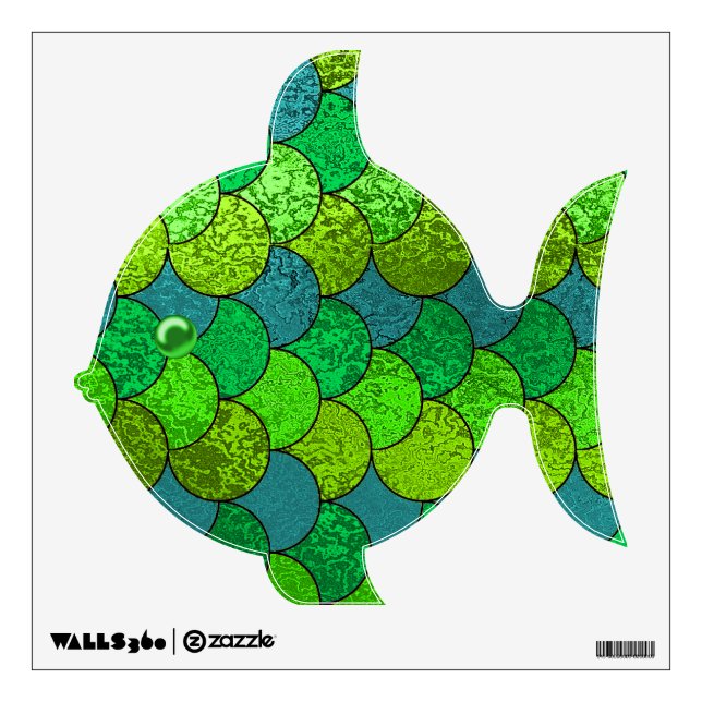 Green & Teal Scaley Fish Wall Decal (Front)