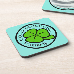 Green Teal Shamrock Saint Patrick's Day Floral Art Beverage Coaster