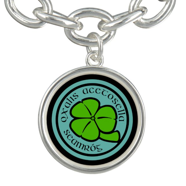 Green Teal Shamrock Saint Patrick's Day Floral Art Bracelet (Design)