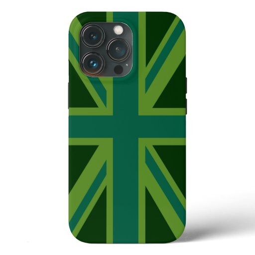Green Teal Union Jack British Flag Background iPhone 13 Pro Case