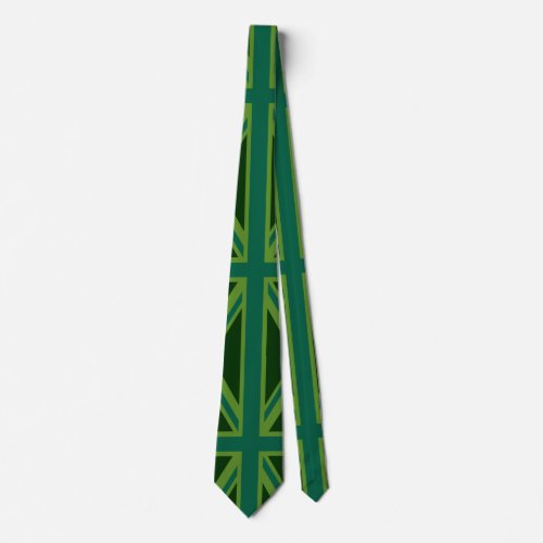 Green Teal Union Jack British Flag Background Neck Tie