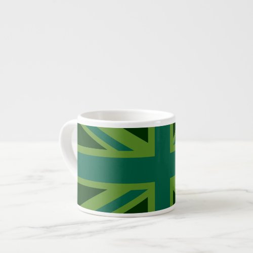 Green Teal Union Jack Flag Style Background Espresso Cup