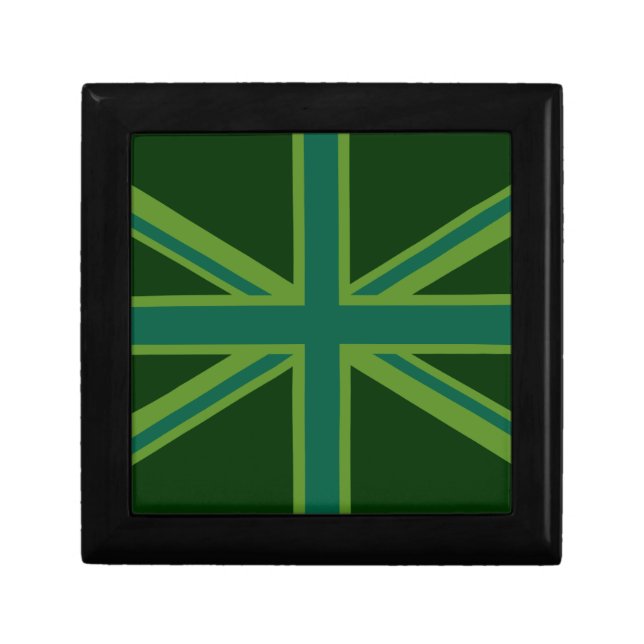 Green Teal Union Jack Flag Style Background Gift Box (Front)