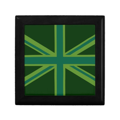 Green Teal Union Jack Flag Style Background Jewelry Box