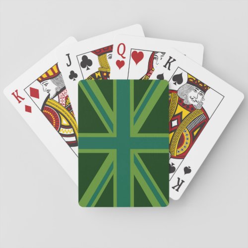 Green Teal Union Jack Flag Style Background Playing Cards