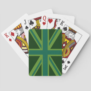 Green Teal Union Jack Flag Style Background Poker Cards
