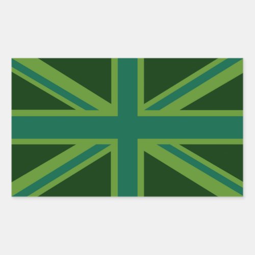 Green Teal Union Jack Flag Style Background Rectangular Sticker