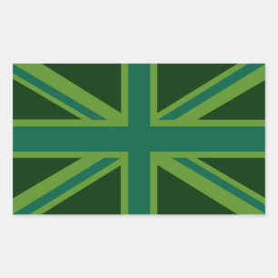 Green Teal Union Jack Flag Style Background Rectangular Sticker
