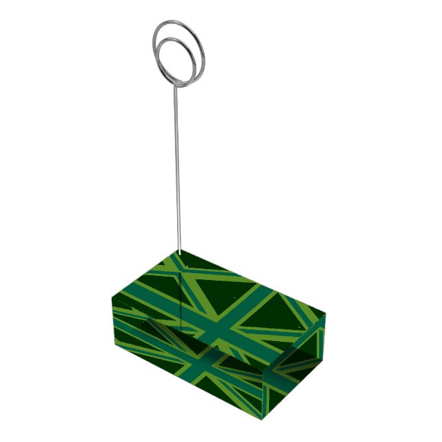 Green Teal Union Jack Flag Style Background Table Number Holder (Corner)