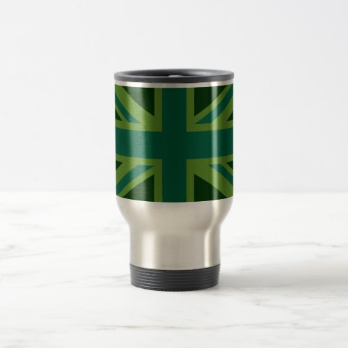 Green Teal Union Jack Flag Style Background Travel Mug