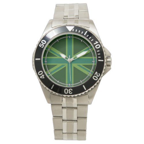 Green Teal Union Jack Flag Style Background Watch