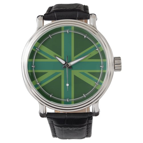 Green Teal Union Jack Flag Style Background Watch