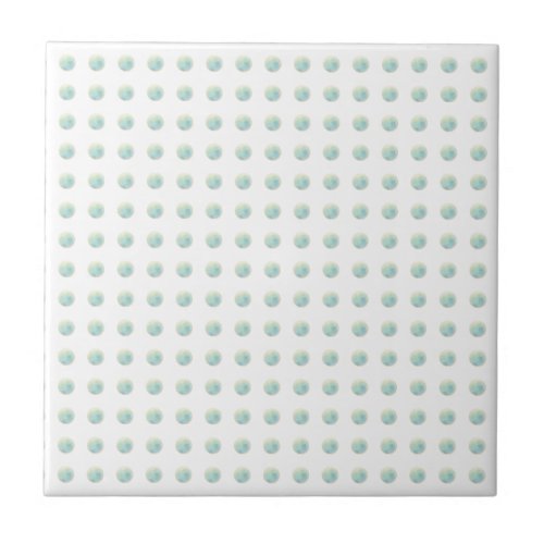 Green teal watercolor faux gold circles white ceramic tile