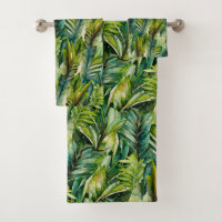 Green & Teal Watercolor Tropical Palm Leaves