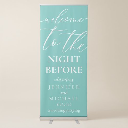 Green Teal Welcome to the wedding rehearsal dinner Retractable Banner