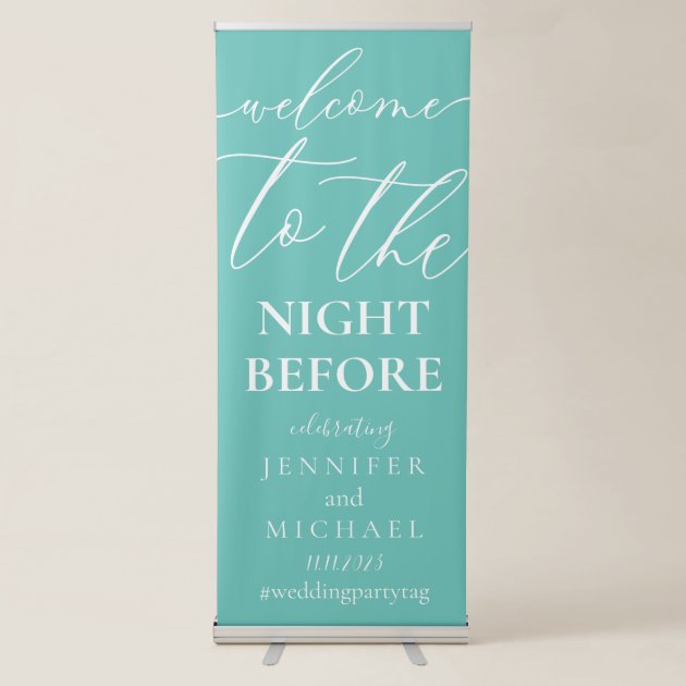 Green Teal Welcome to the wedding rehearsal dinner Retractable Banner