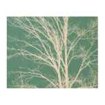 Green Teal White Tree Branches Wood Wall Art