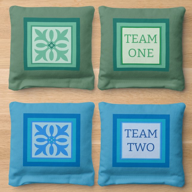 Green team blue team cornhole bags (Wood)