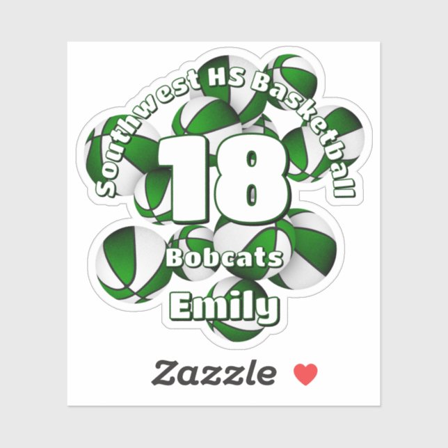 green team colors basketballs kids sports team  sticker (Sheet)