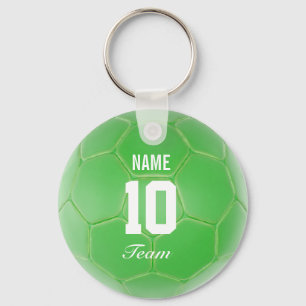 Green Team Soccer Ball Personalized Name Keychain