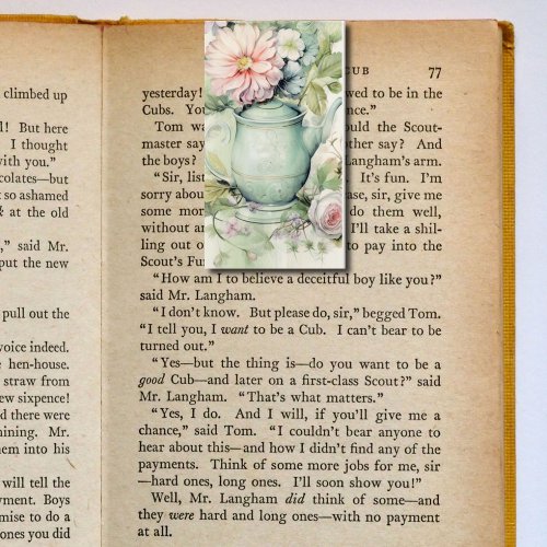 Green Teapot Floral Folding Bookmarks Bookmarkers Business Card
